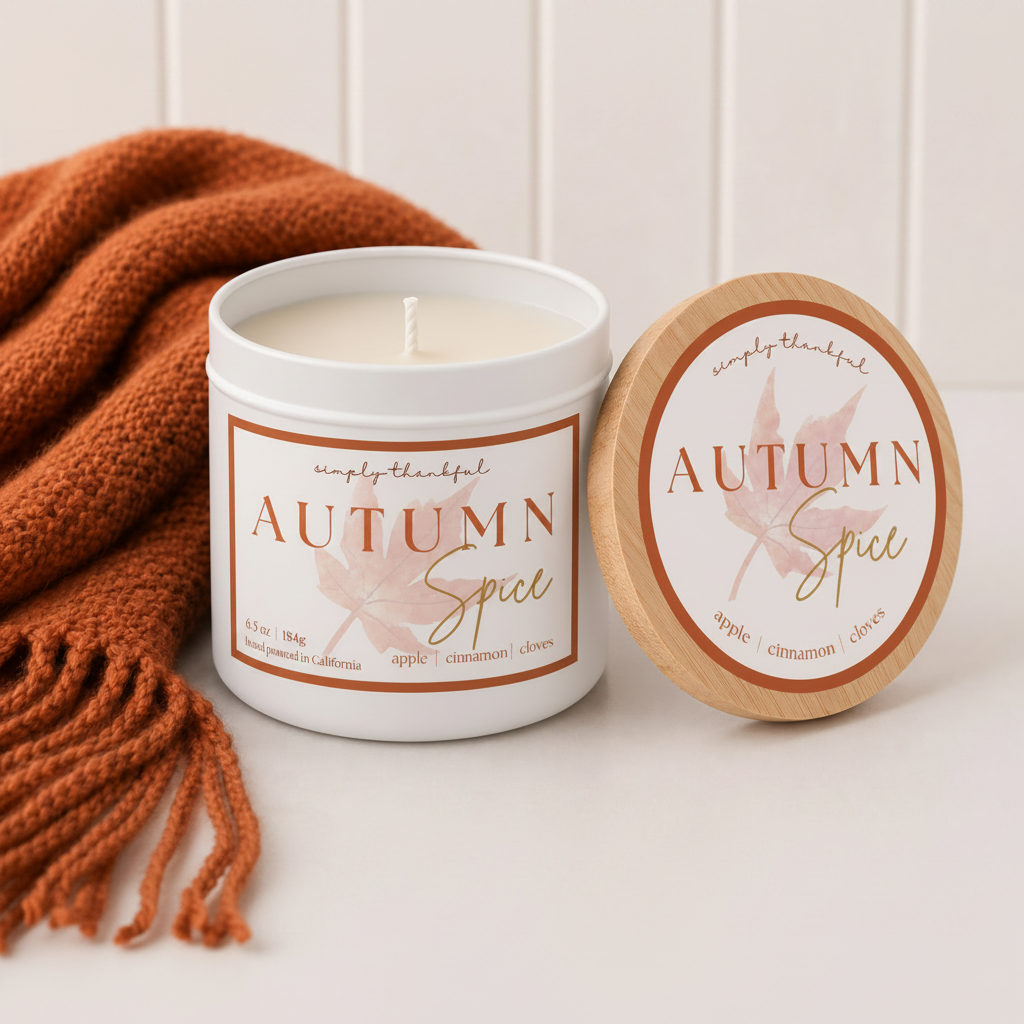 Pumpkin Velvet or Autumn Spice *Limited Edition* - Tin 6.5 oz Candle